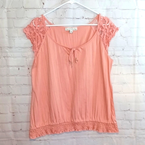 French Laundry Tops - French Laundry Woman's Orange Tie Front Crop Top  XL